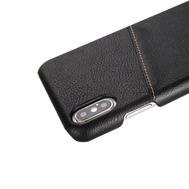 For iPhone X / XS Retro Litchi Texture Stitching Color Protective Case with Card Slots