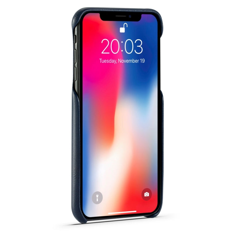 For iPhone X / XS Shockproof PC + PU Protective Case with Holder & Card Slots(Blue)