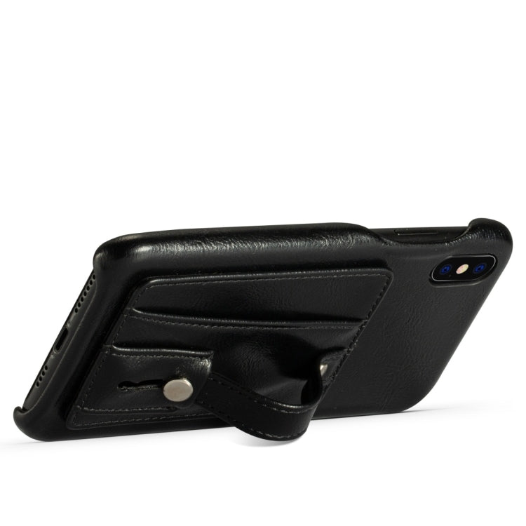 For iPhone XR Shockproof PC + PU Protective Case with Holder & Card Slots