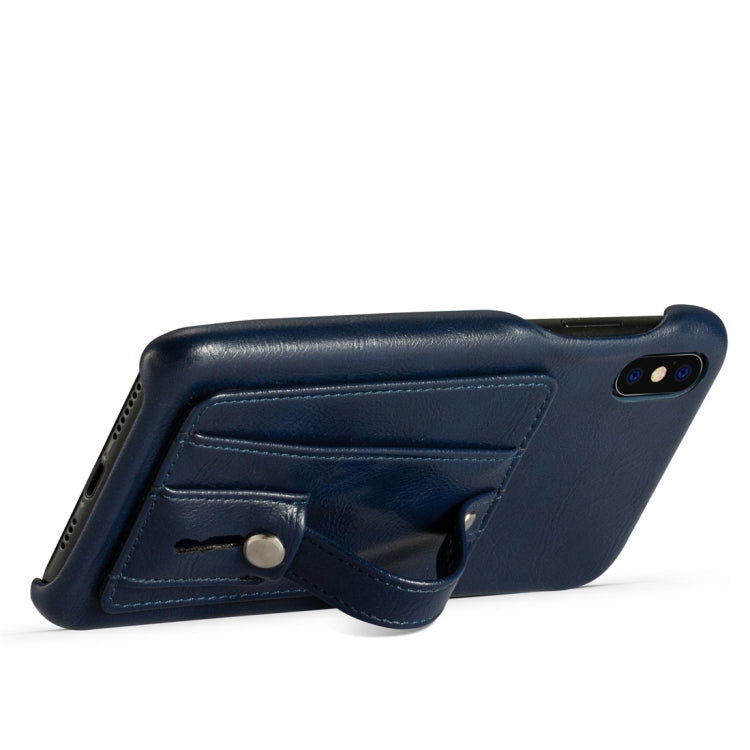 For iPhone XR Shockproof PC + PU Protective Case with Holder & Card Slots