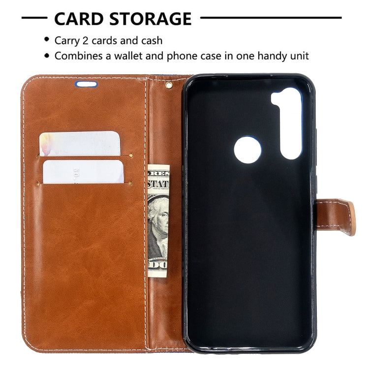 For Xiaomi Redmi Note 8T Color Matching Denim Texture Horizontal Flip PU Leather Case with Holder & Card Slots & Wallet & Lanyard