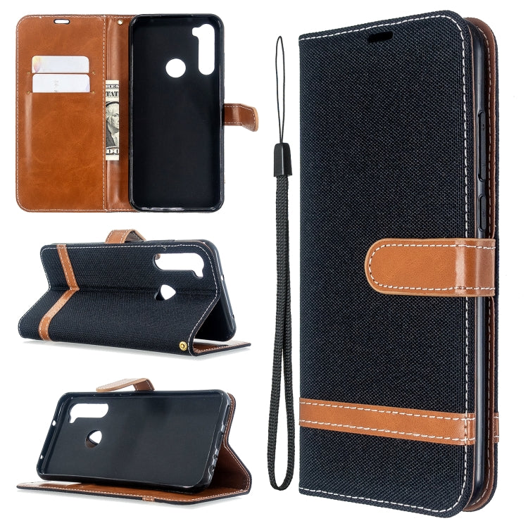 For Xiaomi Redmi Note 8T Color Matching Denim Texture Horizontal Flip PU Leather Case with Holder & Card Slots & Wallet & Lanyard