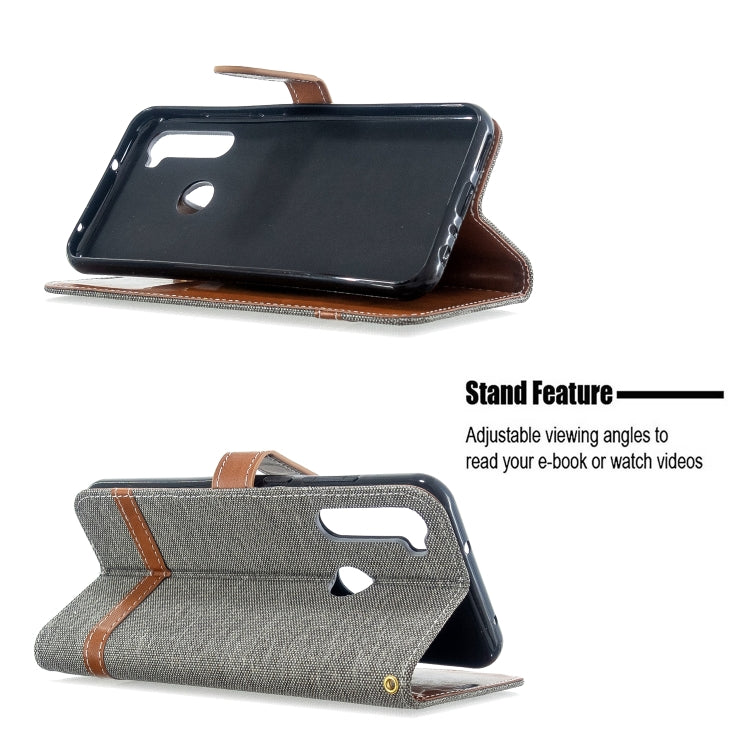 For Xiaomi Redmi Note 8T Color Matching Denim Texture Horizontal Flip PU Leather Case with Holder & Card Slots & Wallet & Lanyard