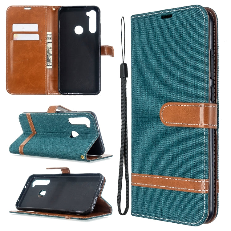 For Xiaomi Redmi Note 8T Color Matching Denim Texture Horizontal Flip PU Leather Case with Holder & Card Slots & Wallet & Lanyard