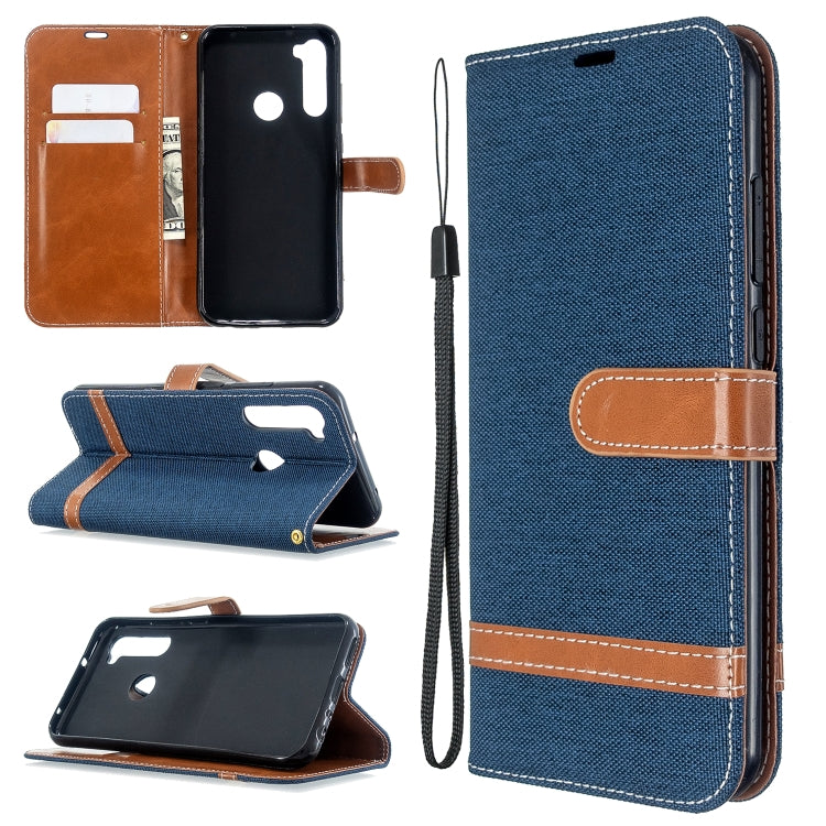 For Xiaomi Redmi Note 8T Color Matching Denim Texture Horizontal Flip PU Leather Case with Holder & Card Slots & Wallet & Lanyard