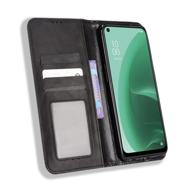 For OPPO A55s 5G JP Version Magnetic Buckle Retro Texture Leather Phone Case