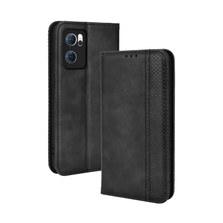 For OPPO Reno7 5G Magnetic Buckle Retro Texture Leather Phone Case