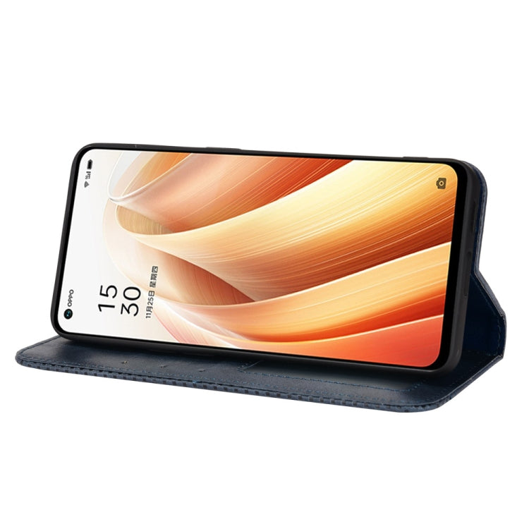 For OPPO Reno7 5G Magnetic Buckle Retro Texture Leather Phone Case