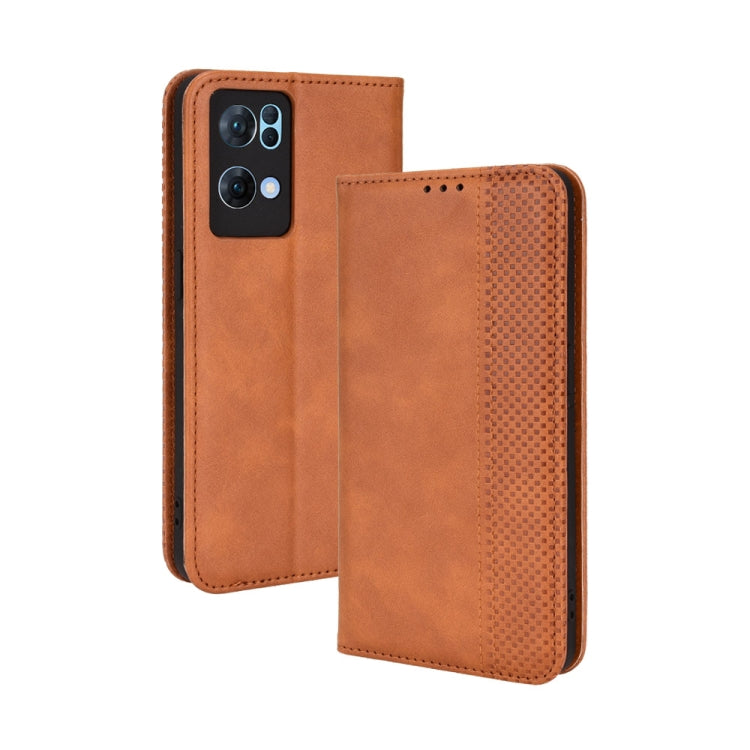 For OPPO Reno7 Pro 5G Magnetic Buckle Retro Texture Leather Phone Case