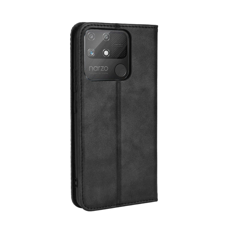 For OPPO Realme Narzo 50A Magnetic Buckle Retro Texture Leather Phone Case