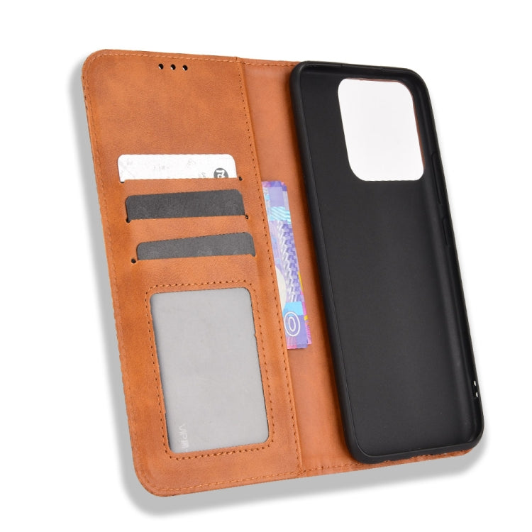 For OPPO Realme Narzo 50A Magnetic Buckle Retro Texture Leather Phone Case