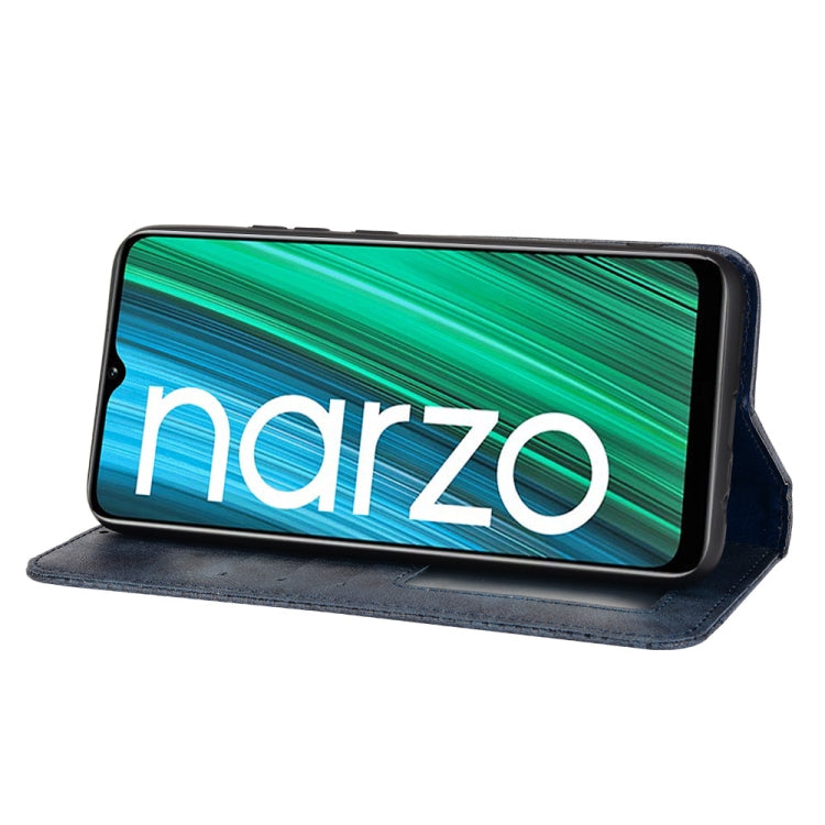 For OPPO Realme Narzo 50A Magnetic Buckle Retro Texture Leather Phone Case