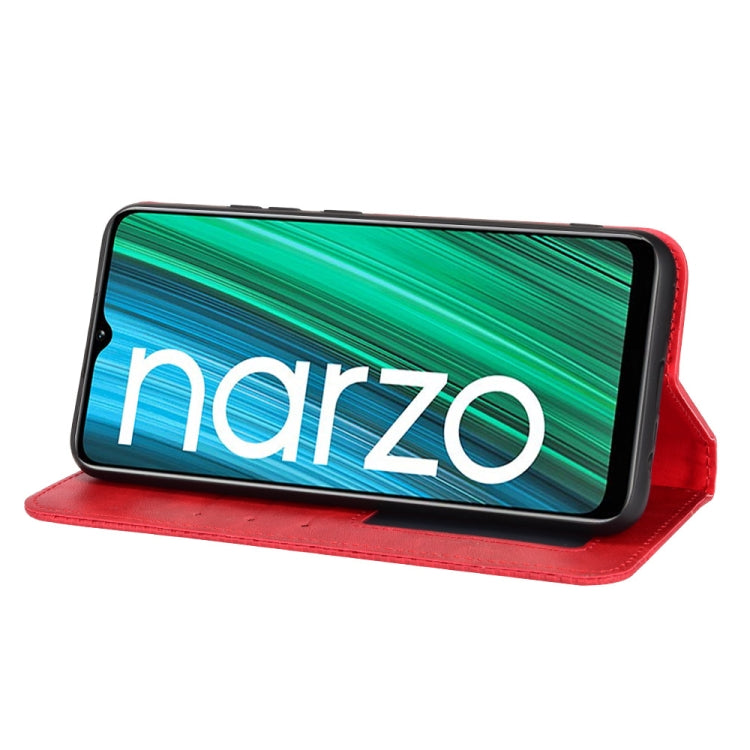 For OPPO Realme Narzo 50A Magnetic Buckle Retro Texture Leather Phone Case