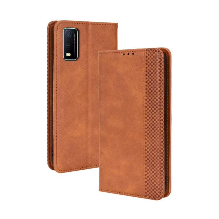 For vivo Y3s 2021 Magnetic Buckle Retro Texture Leather Phone Case