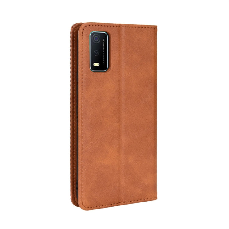 For vivo Y3s 2021 Magnetic Buckle Retro Texture Leather Phone Case
