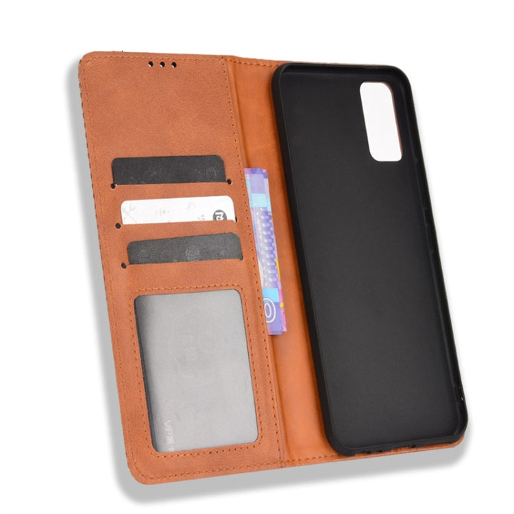 For vivo Y3s 2021 Magnetic Buckle Retro Texture Leather Phone Case