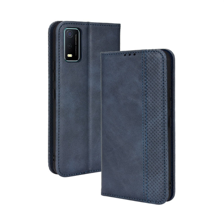 For vivo Y3s 2021 Magnetic Buckle Retro Texture Leather Phone Case