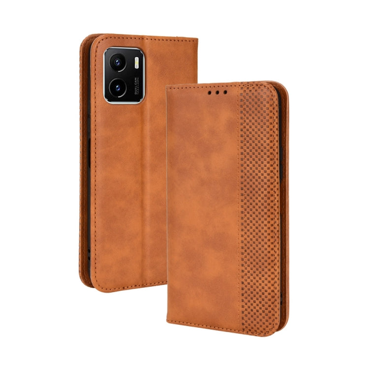 For vivo Y15s 2021 / Y15a Magnetic Buckle Retro Texture Leather Phone Case