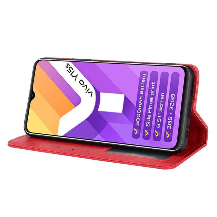 For vivo Y15s 2021 / Y15a Magnetic Buckle Retro Texture Leather Phone Case