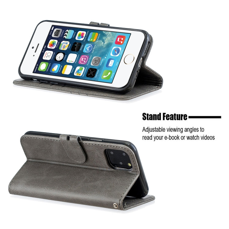 For iPhone 11 Pro Stitching Style 2-Color Cow Texture Horizontal Flip PU Leather Case with Holder & Card Slot & Lanyard