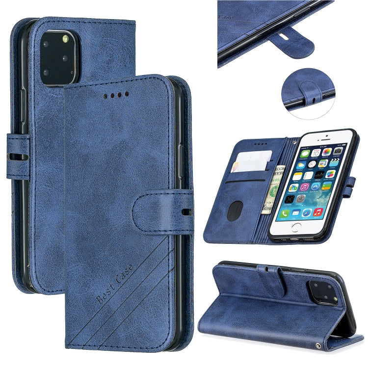 For iPhone 11 Pro Stitching Style 2-Color Cow Texture Horizontal Flip PU Leather Case with Holder & Card Slot & Lanyard