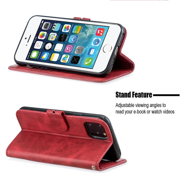 For iPhone 11 Pro Stitching Style 2-Color Cow Texture Horizontal Flip PU Leather Case with Holder & Card Slot & Lanyard