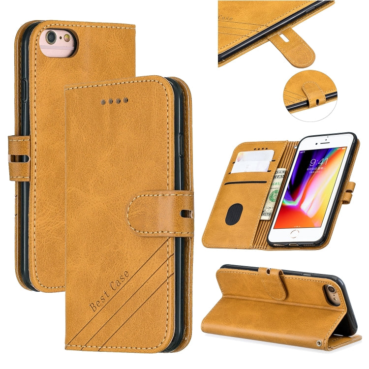 For iPhone 6 & 6s & 7 & 8 Stitching Style 2-Color Cow Texture Horizontal Flip PU Leather Case with Holder & Card Slot & Lanyard