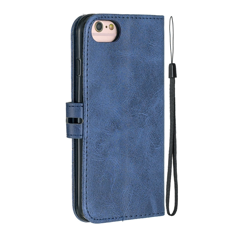 For iPhone 6 & 6s & 7 & 8 Stitching Style 2-Color Cow Texture Horizontal Flip PU Leather Case with Holder & Card Slot & Lanyard