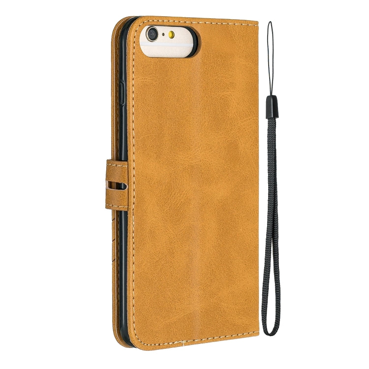 For iPhone 6 Plus & 6s Plus Stitching Style 2-Color Cow Texture Horizontal Flip PU Leather Case with Holder & Card Slot & Lanyard