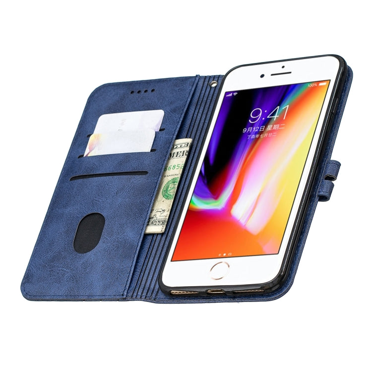 For iPhone 6 Plus & 6s Plus Stitching Style 2-Color Cow Texture Horizontal Flip PU Leather Case with Holder & Card Slot & Lanyard