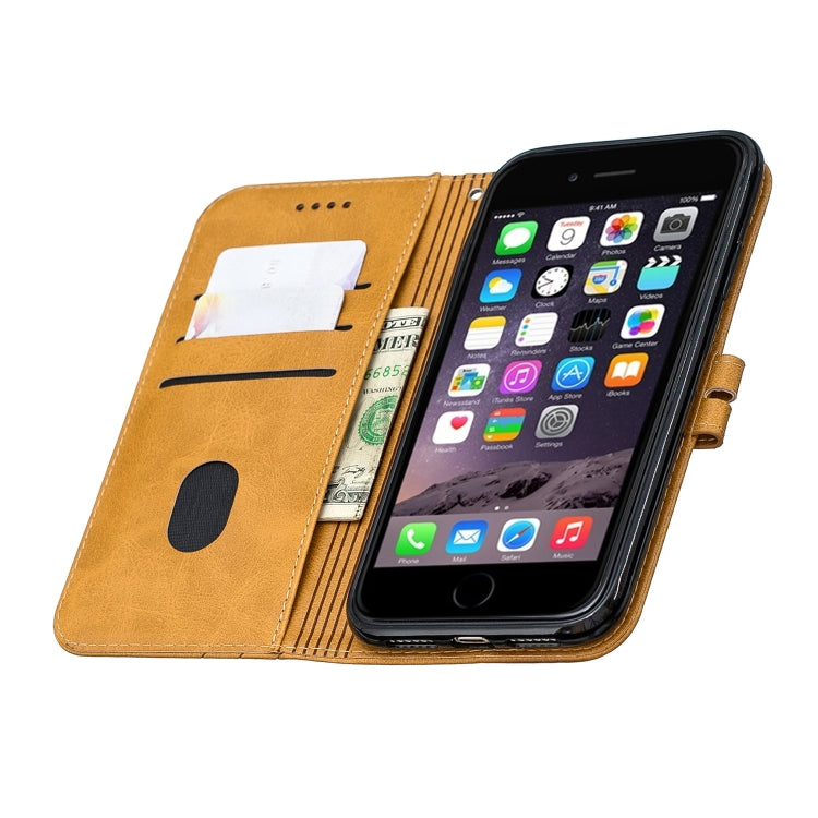 For iPhone 11 Stitching Style 2-Color Cow Texture Horizontal Flip PU Leather Case with Holder & Card Slot & Lanyard