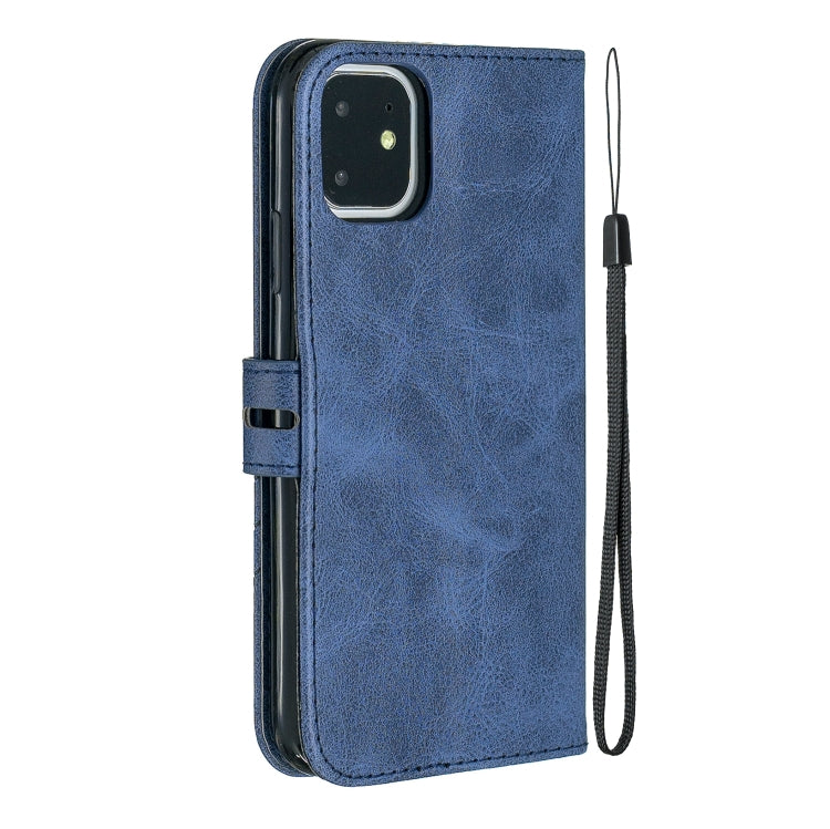 For iPhone 11 Stitching Style 2-Color Cow Texture Horizontal Flip PU Leather Case with Holder & Card Slot & Lanyard