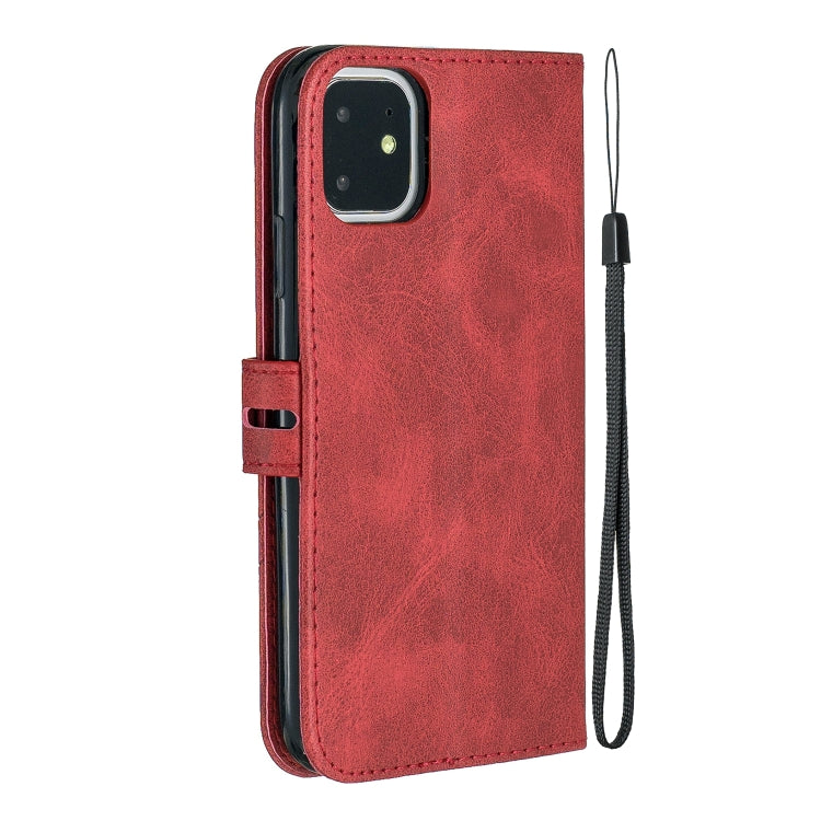 For iPhone 11 Stitching Style 2-Color Cow Texture Horizontal Flip PU Leather Case with Holder & Card Slot & Lanyard