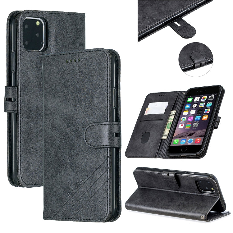 For iPhone 11 Pro Max Stitching Style 2-Color Cow Texture Horizontal Flip PU Leather Case with Holder & Card Slot & Lanyard