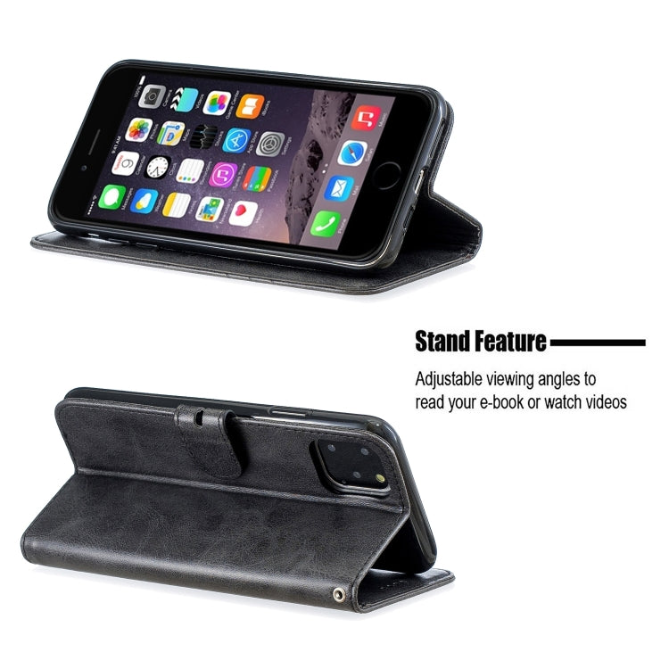 For iPhone 11 Pro Max Stitching Style 2-Color Cow Texture Horizontal Flip PU Leather Case with Holder & Card Slot & Lanyard