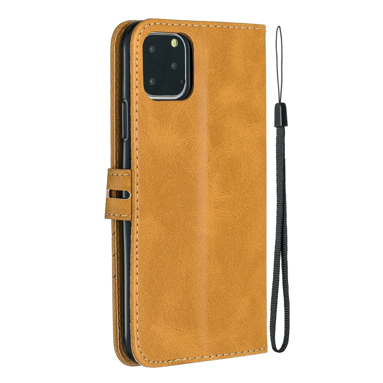 For iPhone 11 Pro Max Stitching Style 2-Color Cow Texture Horizontal Flip PU Leather Case with Holder & Card Slot & Lanyard
