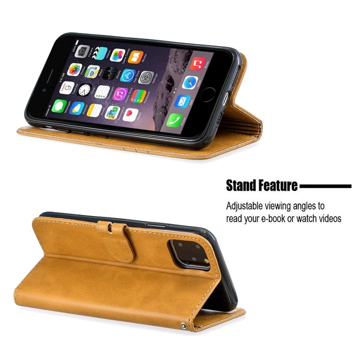 For iPhone 11 Pro Max Stitching Style 2-Color Cow Texture Horizontal Flip PU Leather Case with Holder & Card Slot & Lanyard