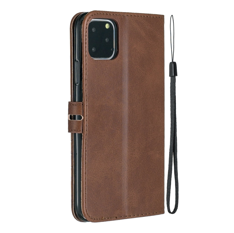 For iPhone 11 Pro Max Stitching Style 2-Color Cow Texture Horizontal Flip PU Leather Case with Holder & Card Slot & Lanyard