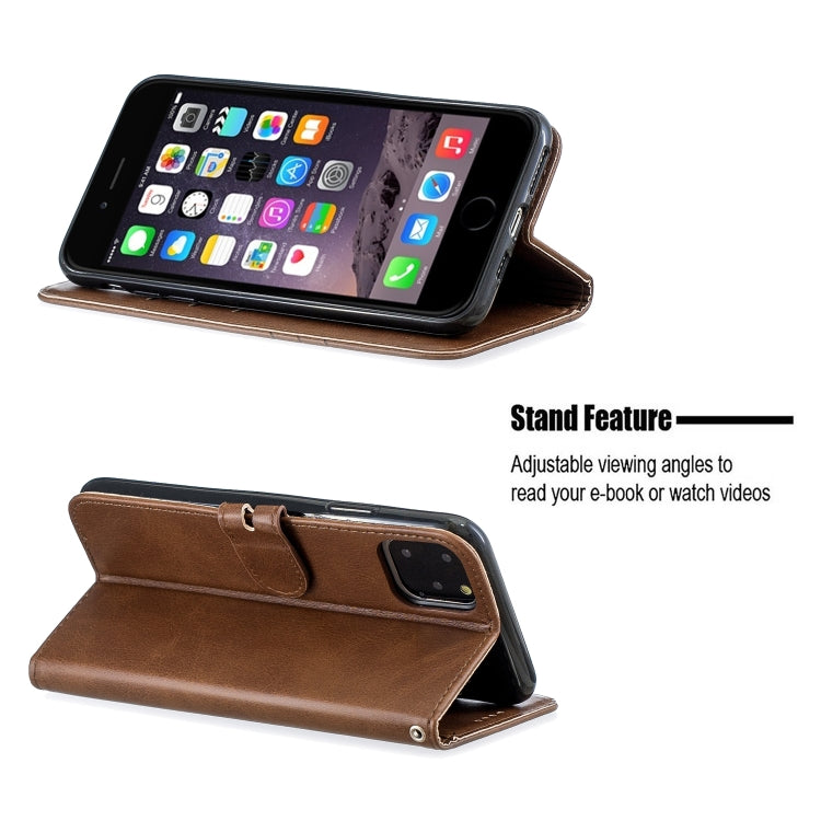 For iPhone 11 Pro Max Stitching Style 2-Color Cow Texture Horizontal Flip PU Leather Case with Holder & Card Slot & Lanyard