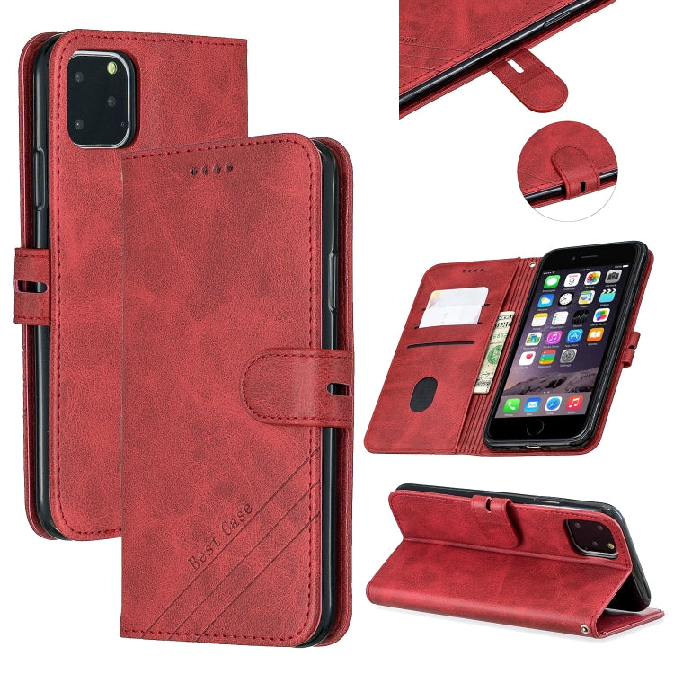 For iPhone 11 Pro Max Stitching Style 2-Color Cow Texture Horizontal Flip PU Leather Case with Holder & Card Slot & Lanyard