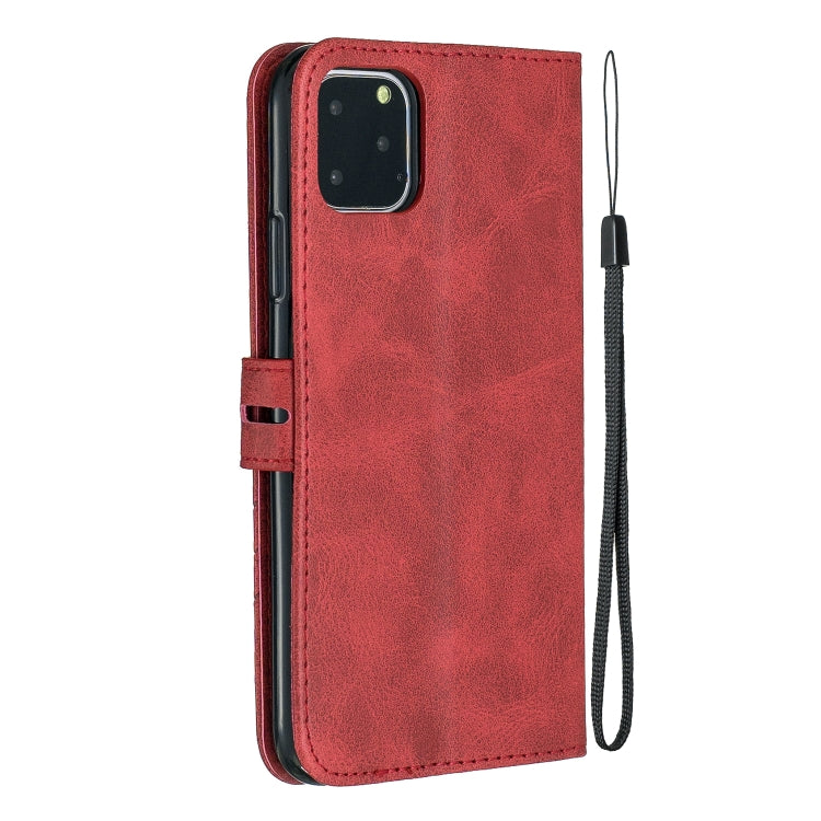 For iPhone 11 Pro Max Stitching Style 2-Color Cow Texture Horizontal Flip PU Leather Case with Holder & Card Slot & Lanyard