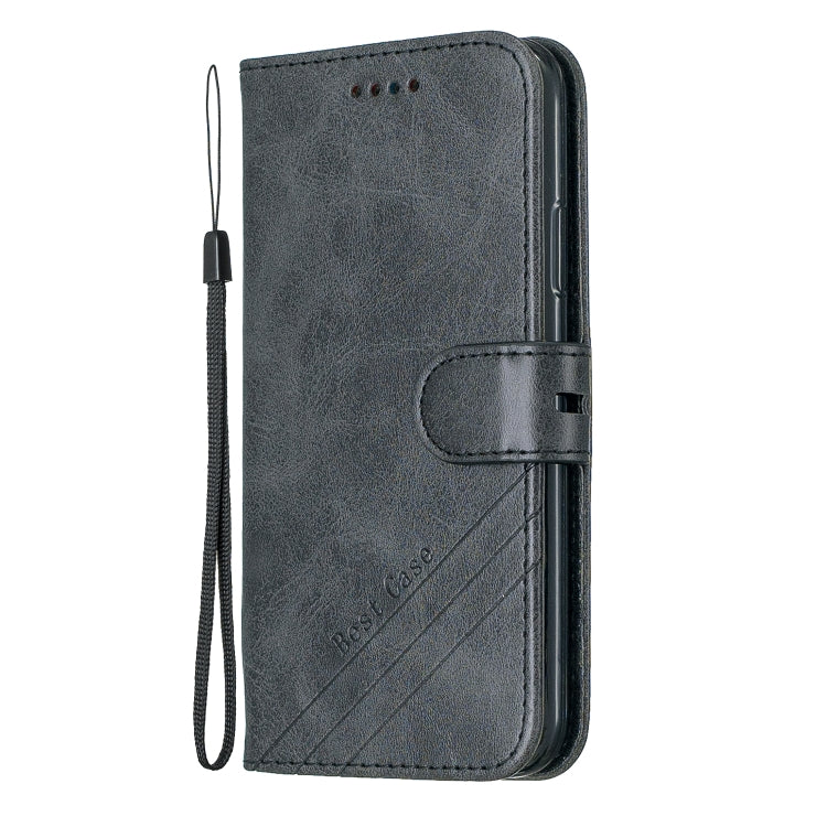 For iPhone X & XS Stitching Style 2-Color Cow Texture Horizontal Flip PU Leather Case with Holder & Card Slot & Lanyard