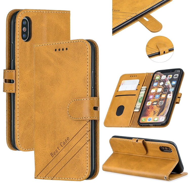 For iPhone XS Max Stitching Style 2-Color Cow Texture Horizontal Flip PU Leather Case with Holder & Card Slot & Lanyard