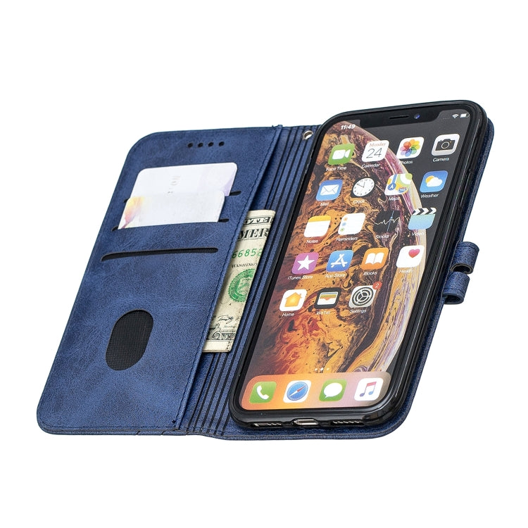 For iPhone XS Max Stitching Style 2-Color Cow Texture Horizontal Flip PU Leather Case with Holder & Card Slot & Lanyard