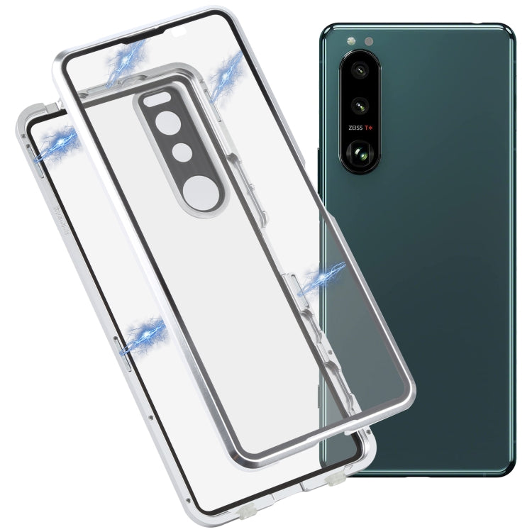 For Sony Xperia 5 III HD Magnetic Metal Tempered Glass Phone Case