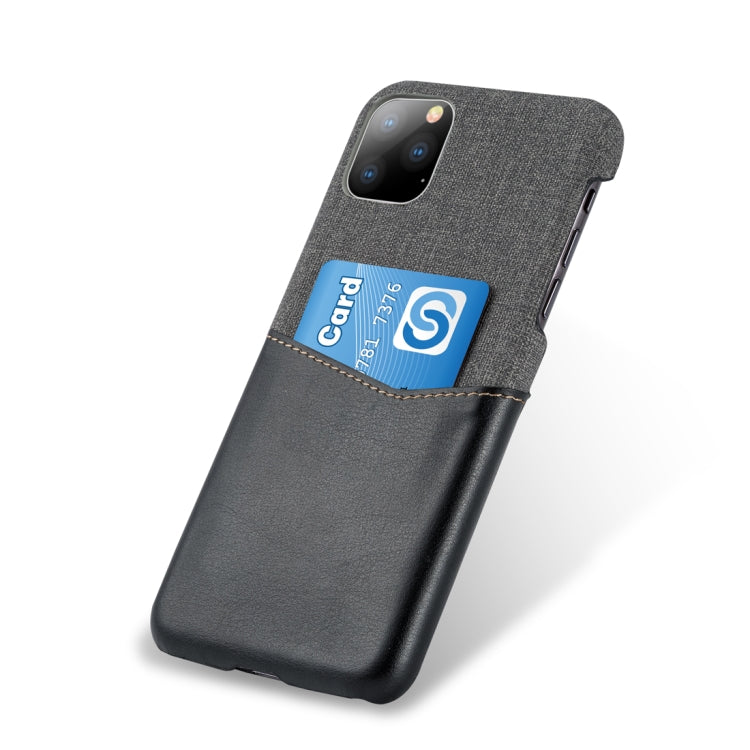 For iPhone 11 PC + PU Splicing Case with Card Slots