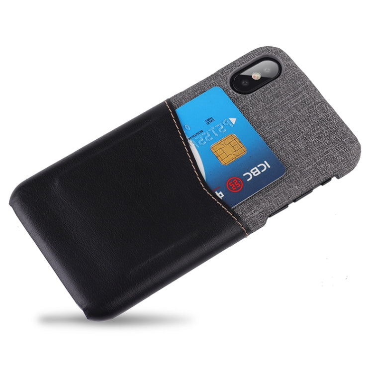 For iPhone X / XS PC + PU Splicing Case with Card Slots