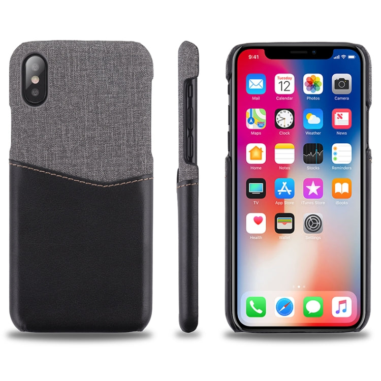 For iPhone X / XS PC + PU Splicing Case with Card Slots