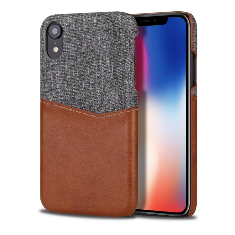 For iPhone XR PC + PU Splicing Case with Card Slots