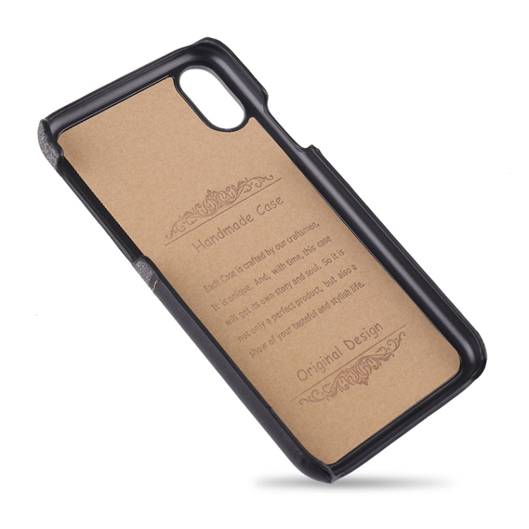 For iPhone XS Max PC + PU Splicing Case with Card Slots